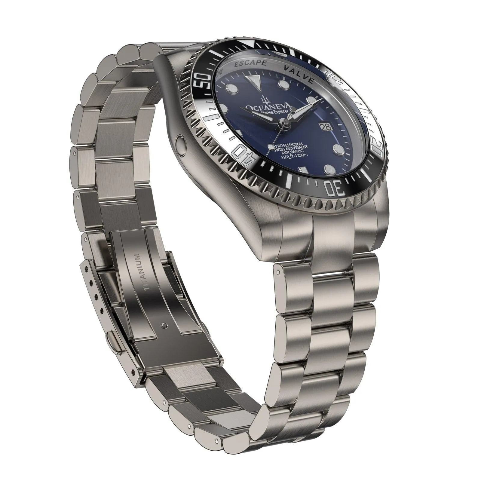 Oceaneva Men's Deep Marine Explorer II 1250M Titanium Watch Navy Blue