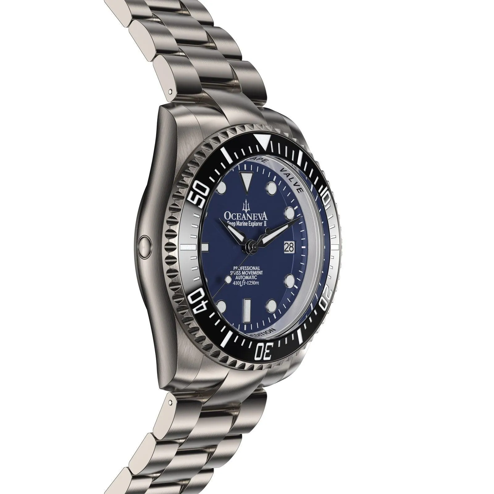 Oceaneva Men's Deep Marine Explorer II 1250M Titanium Watch Navy Blue