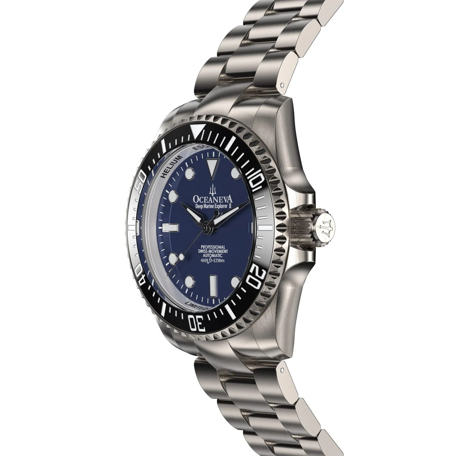 Oceaneva Men's Deep Marine Explorer II 1250M Titanium Watch Navy Blue