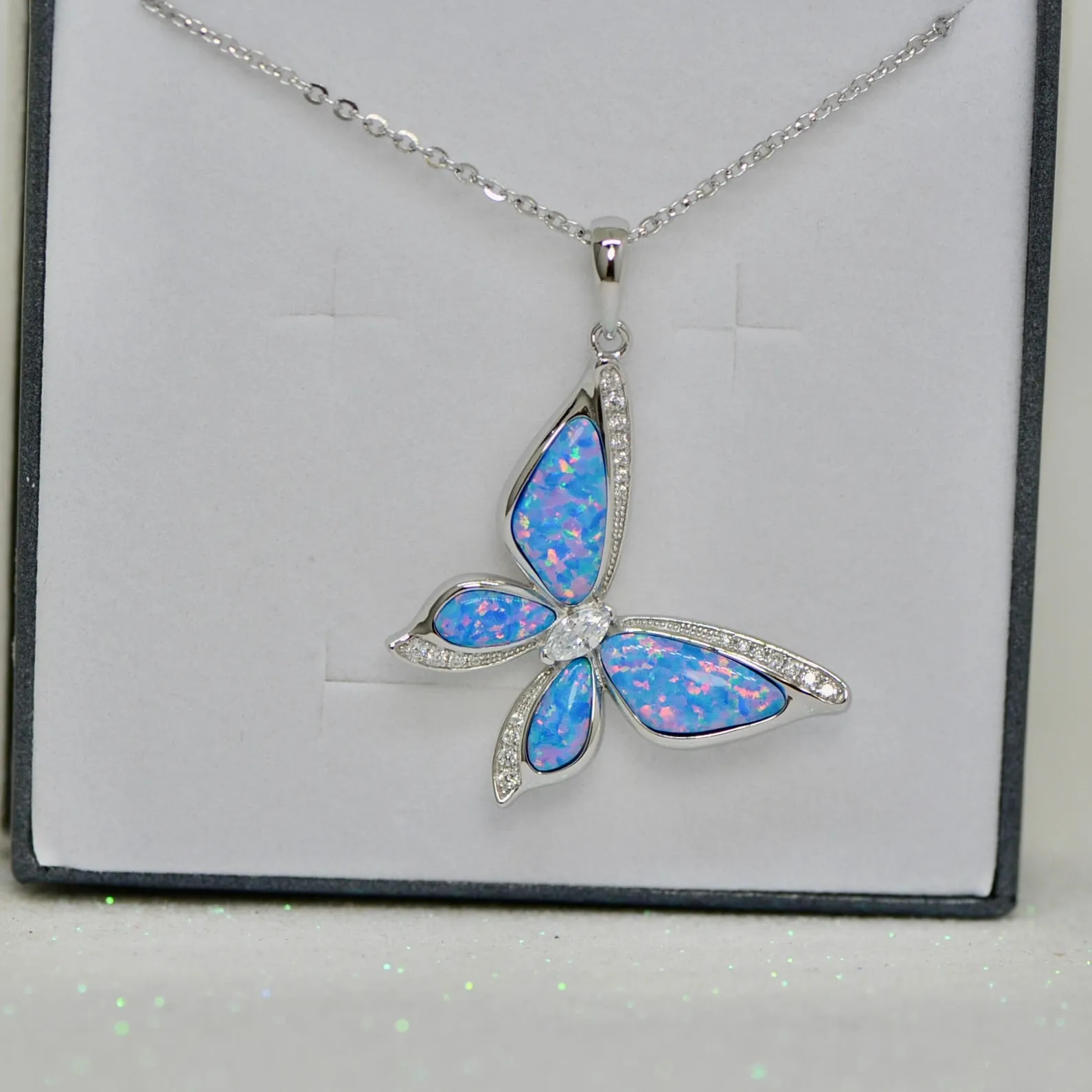 Opal Butterfly Pendant