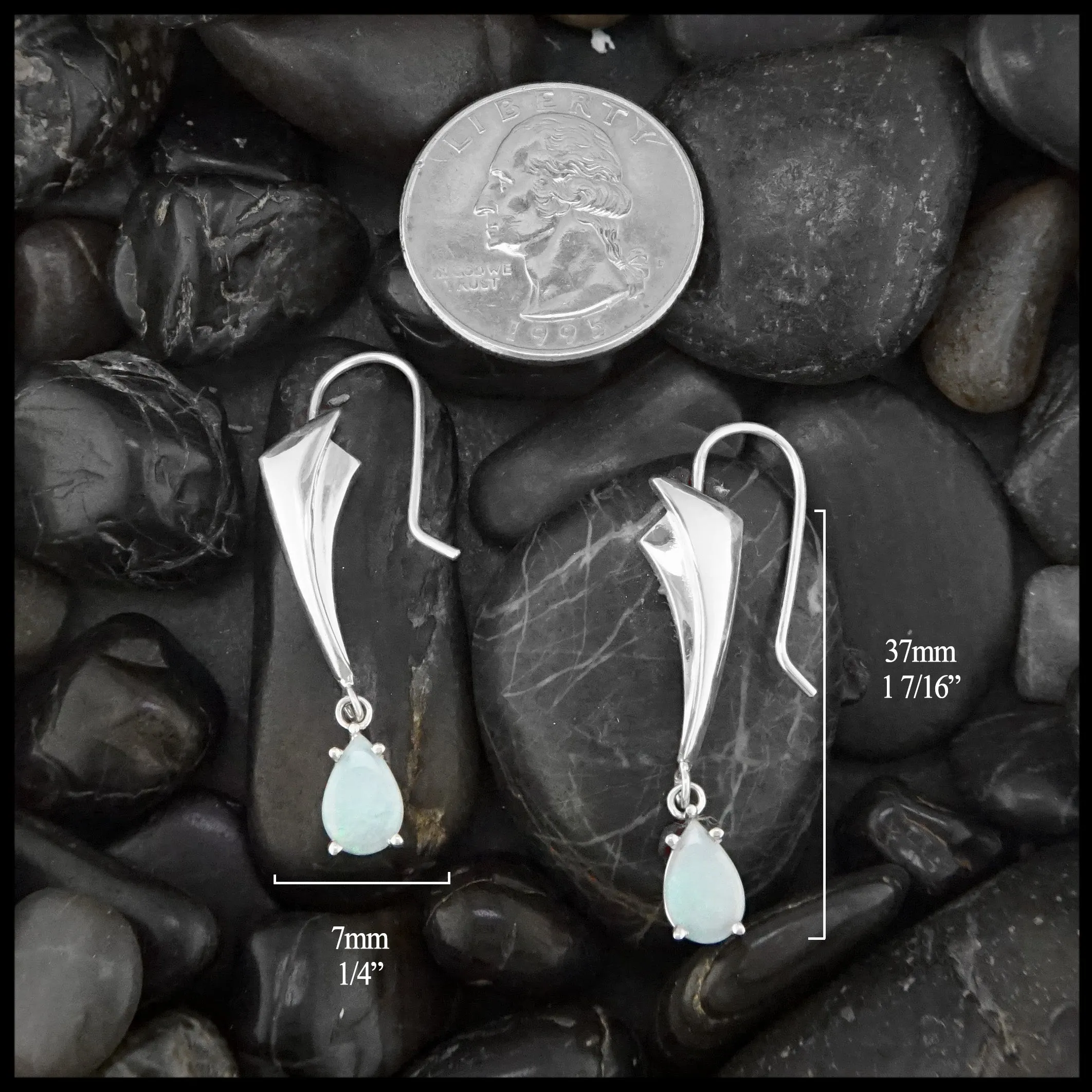 Opal Drop Earrings in Silver