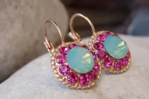 Opal fuchsia drop earrings