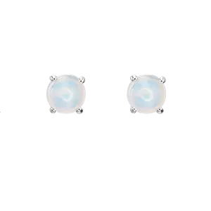 Opal Stud Earrings in 18k White Gold