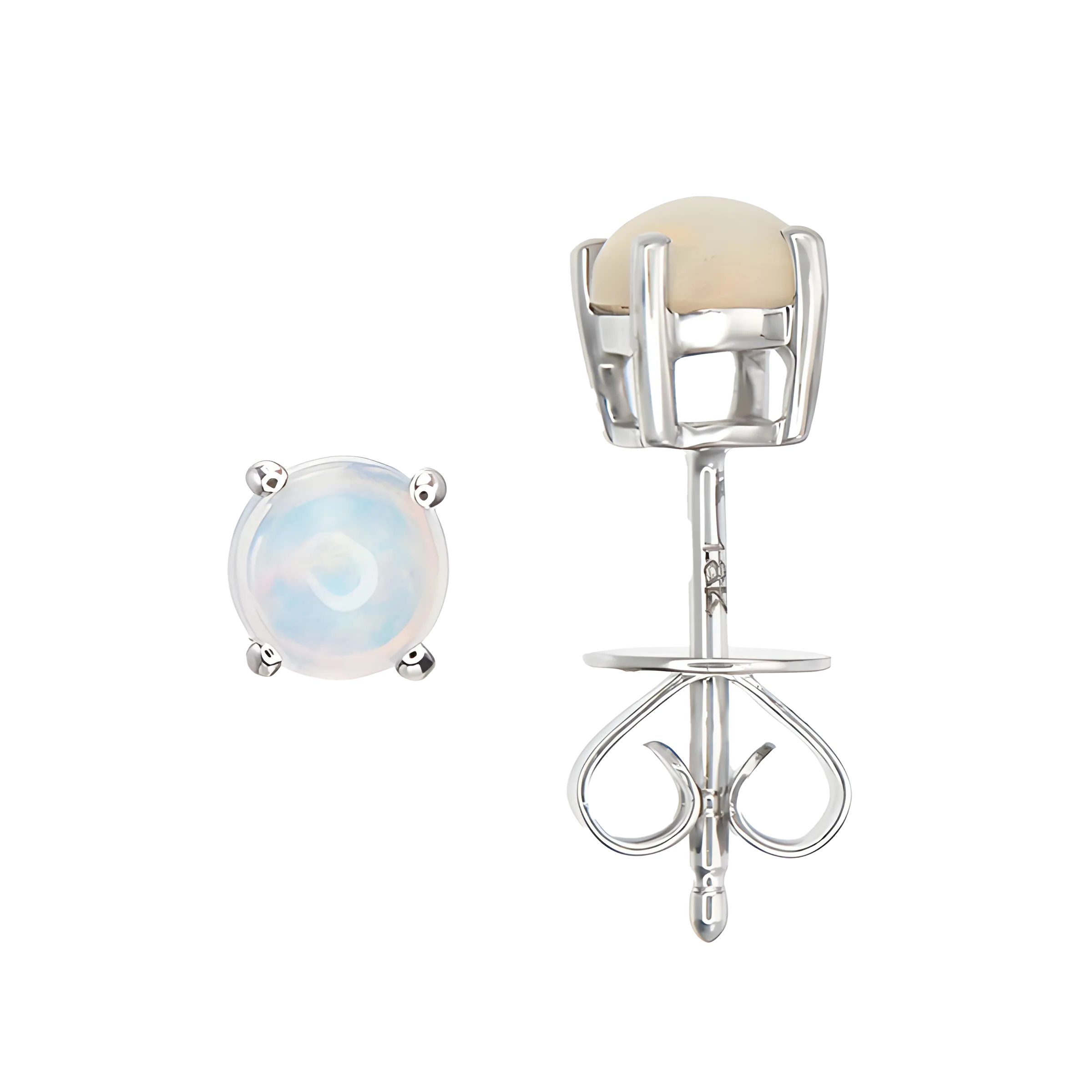 Opal Stud Earrings in 18k White Gold