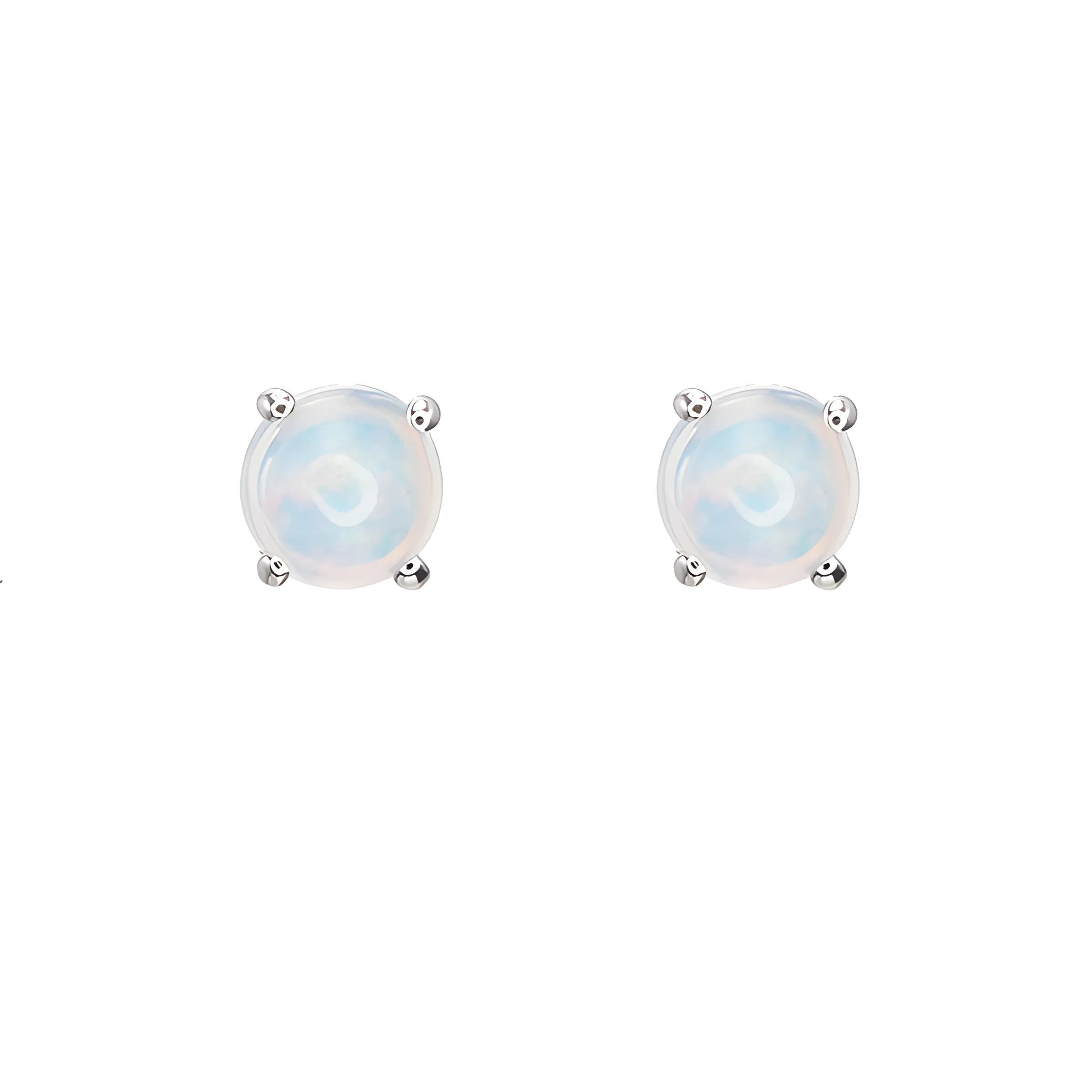 Opal Stud Earrings in 18k White Gold