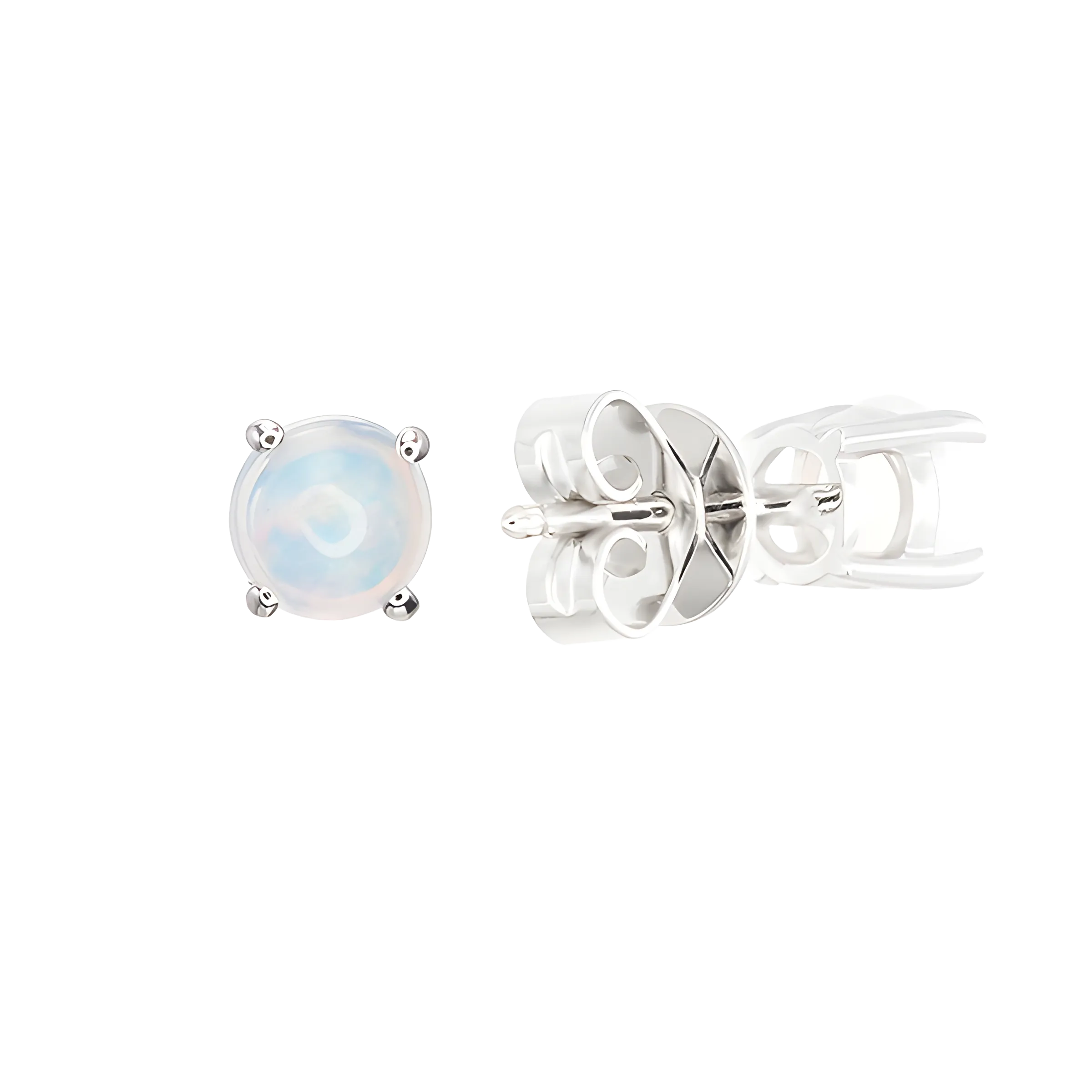 Opal Stud Earrings in 18k White Gold