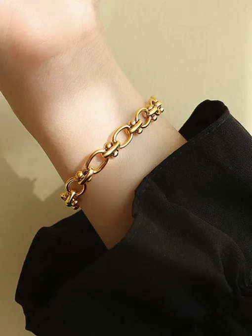 Oval Hardware Bracelet,  18k Gold Plated Stainless Steel  Waterproof Unisex Bracelet