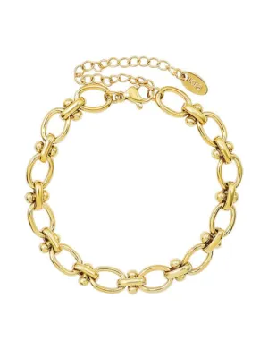 Oval Hardware Bracelet,  18k Gold Plated Stainless Steel  Waterproof Unisex Bracelet