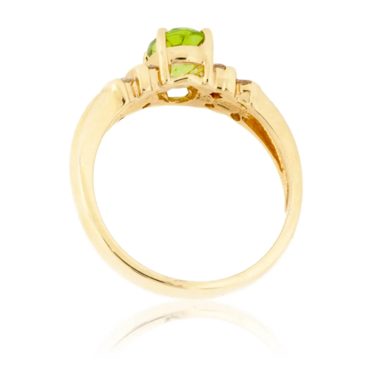 Oval Peridot & Diamond Double Row Ring