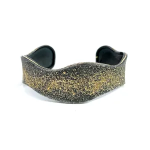 Oxidized Sterling Silver and 24k Gold Wavy Cuff Bracelet