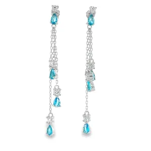 P510 Blue Tear Drop Long Earrings