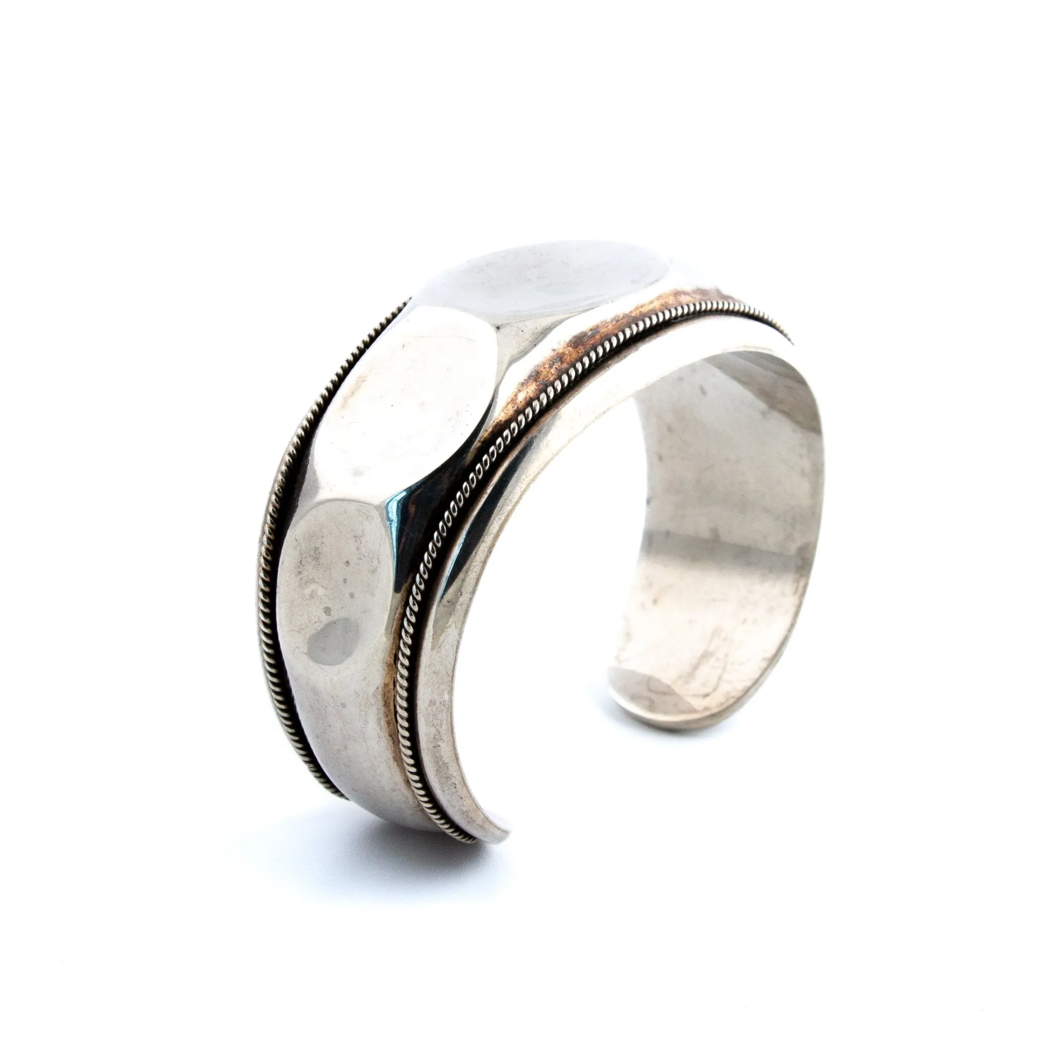 Paneled Taxco Silver Cuff