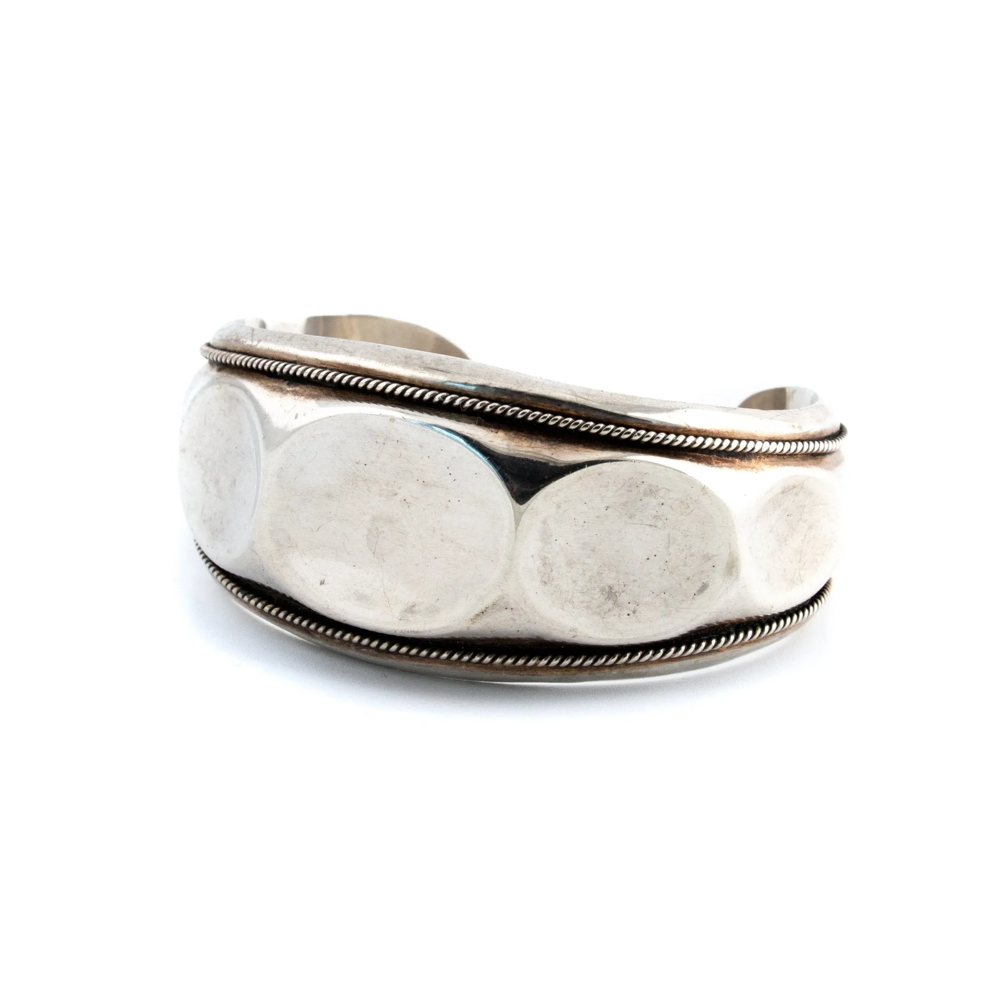 Paneled Taxco Silver Cuff