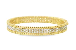 Pave Diamond and Gold Beaded Bangle Bracelet