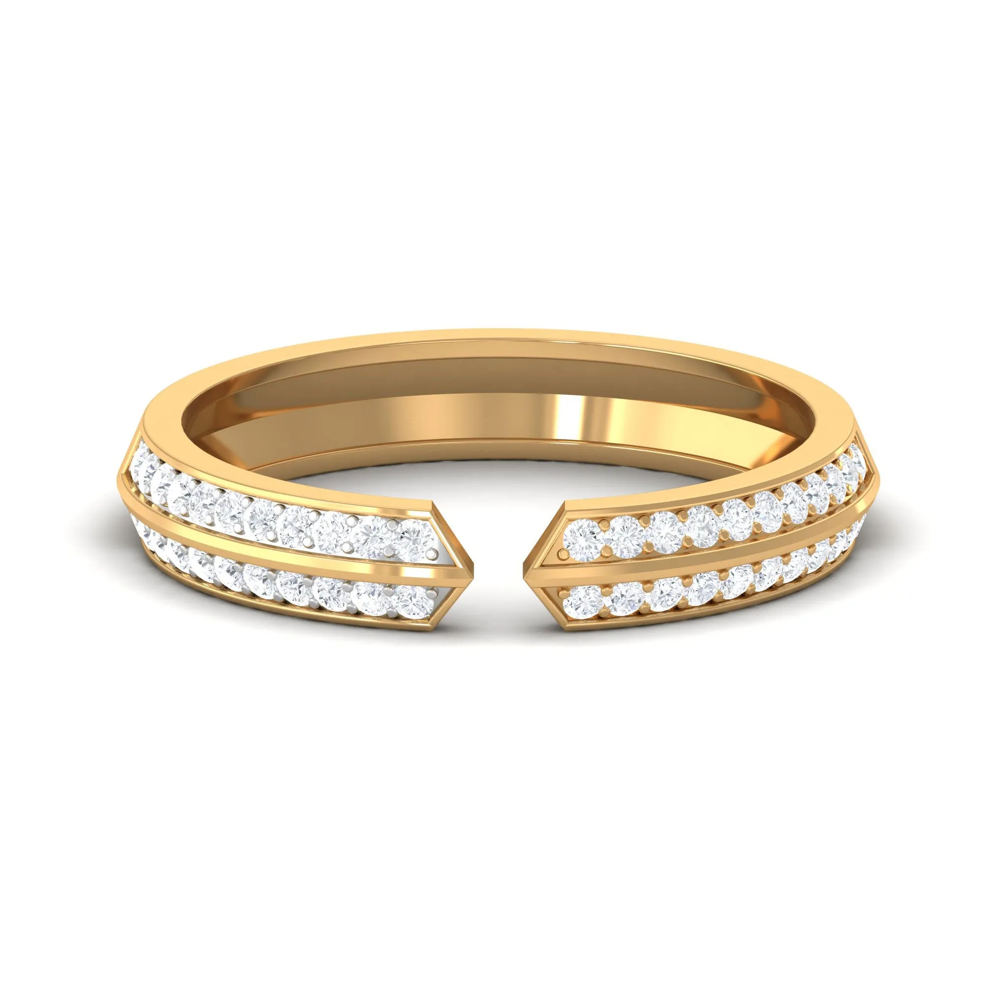 Pave Set Diamond Contemporary Cuff Ring