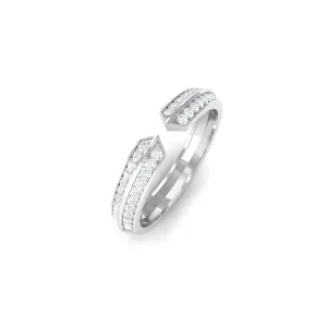 Pave Set Diamond Contemporary Cuff Ring