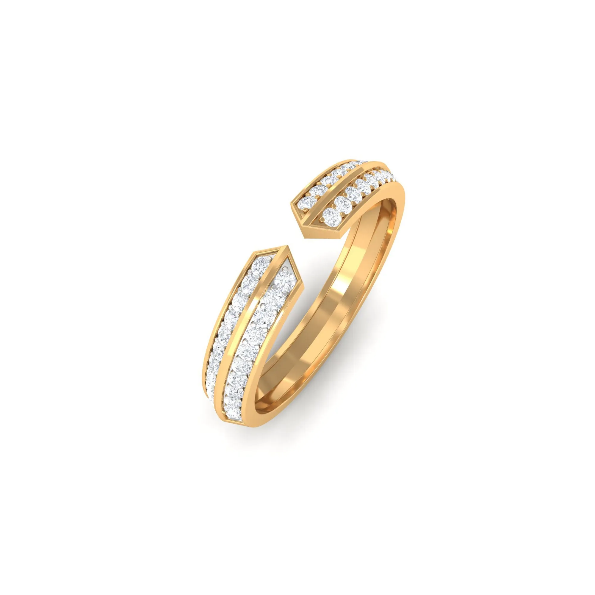 Pave Set Diamond Contemporary Cuff Ring