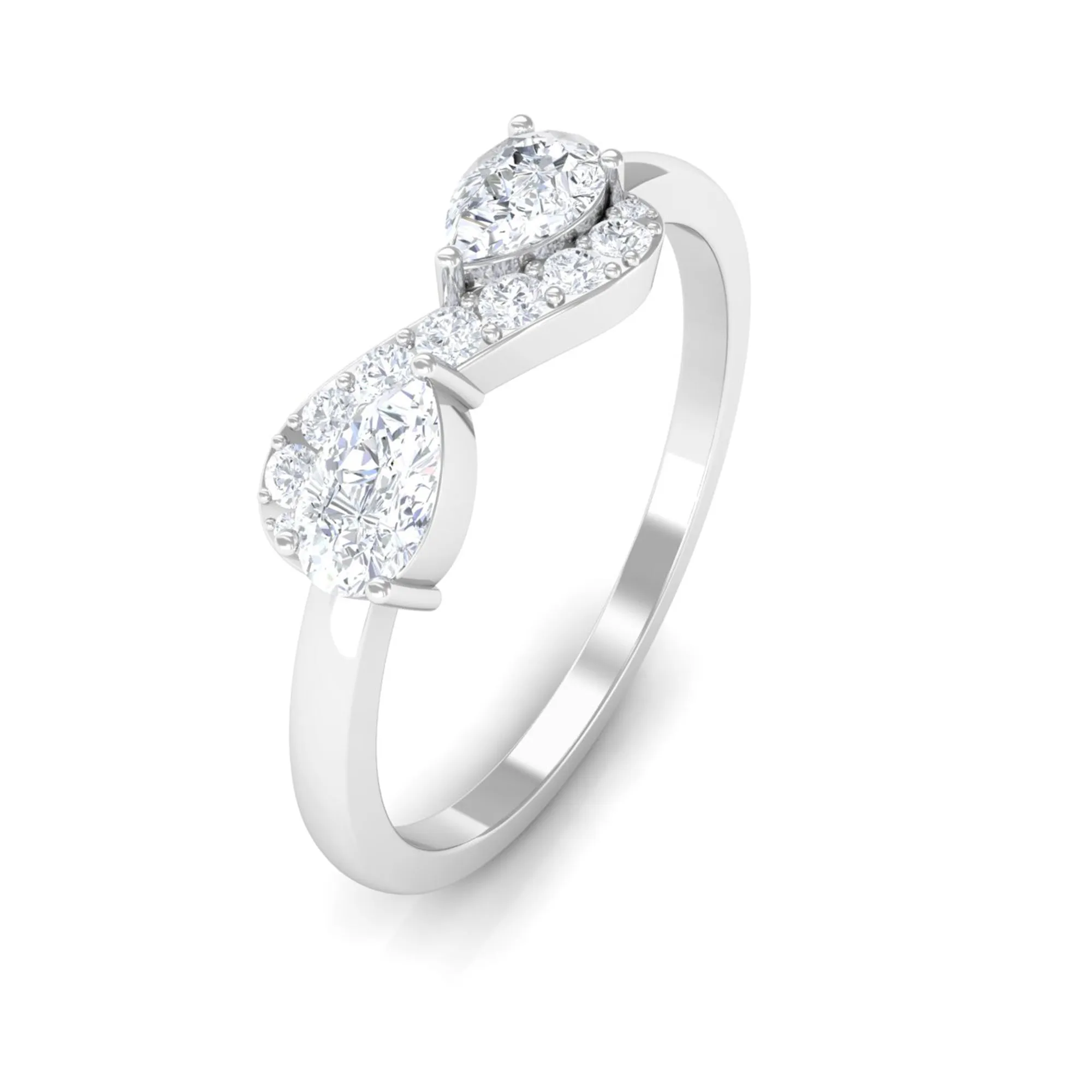 Pear and Round Moissanite Infinity Promise Ring