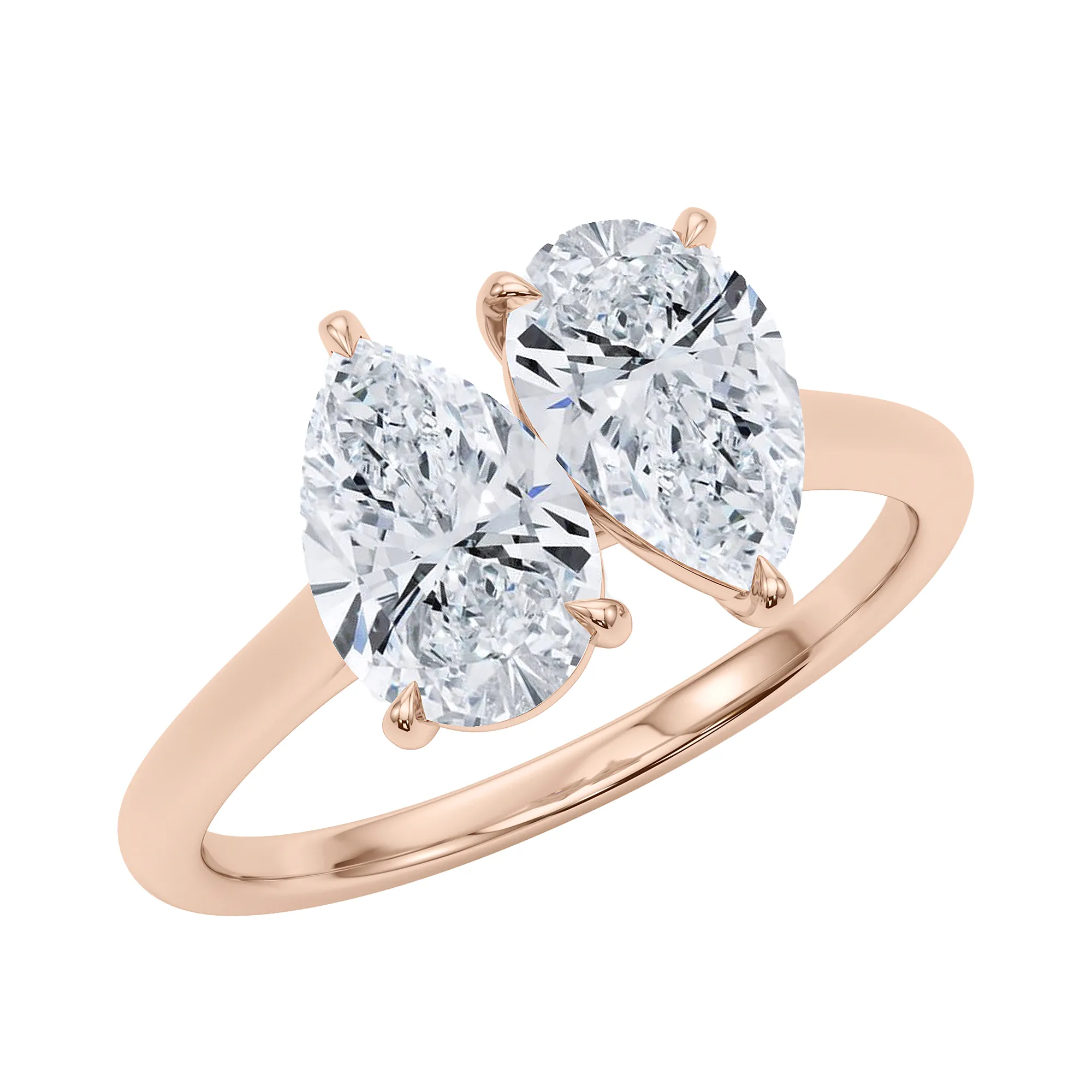 Pear North-South Twin Diamond Ring