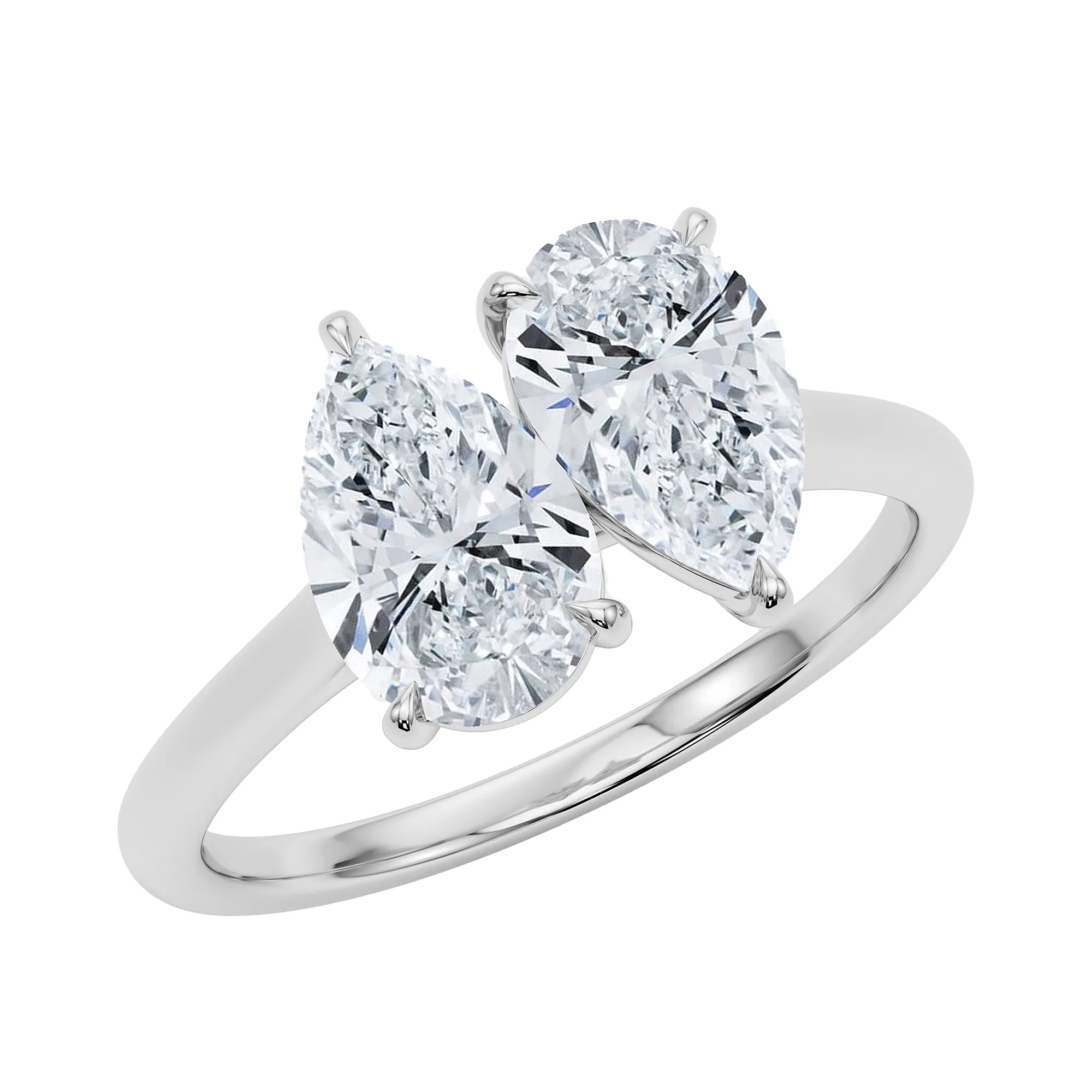 Pear North-South Twin Diamond Ring