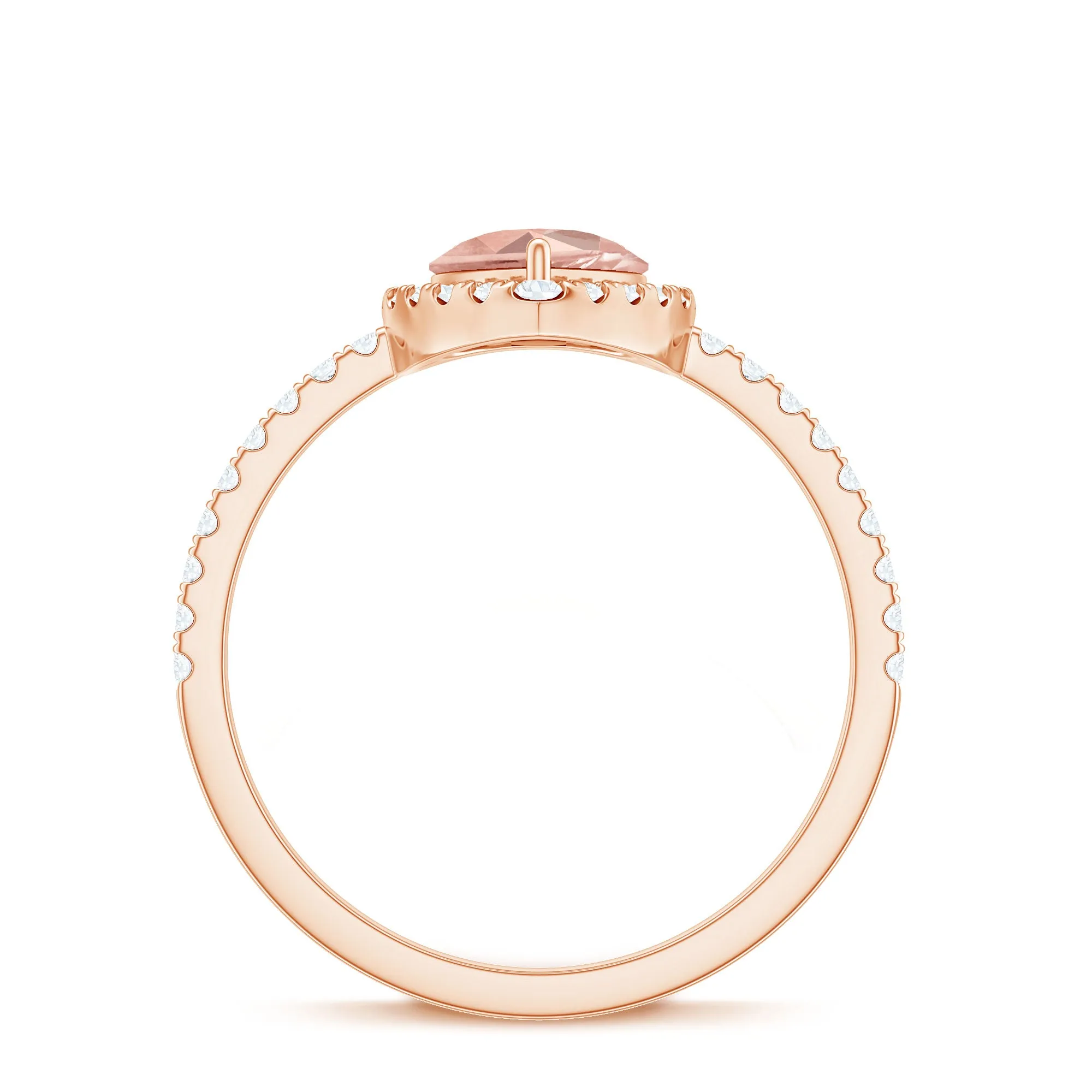 Pear Shaped Morganite Halo Engagement Ring with Diamond