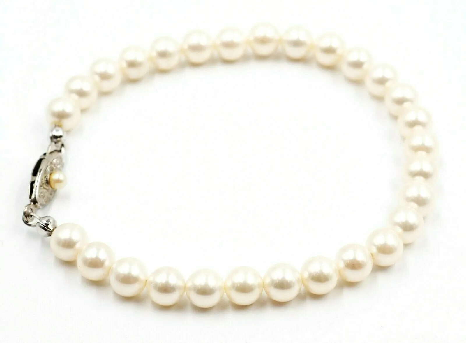 Pearl & Sterling Silver Vintage Bracelet Length: 20cm Fine Vintage Jewellery