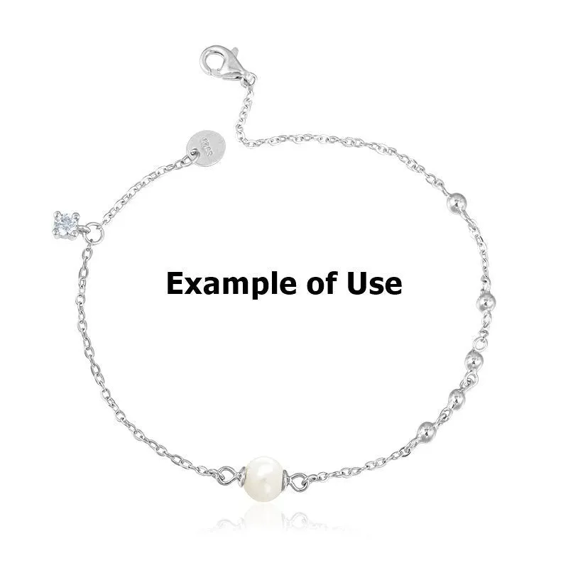 Pearl Chain Bracelet Setting 190mm 7.5 Inch Sterling Silver 925 For One Bead Blank Tray Base White Gold Fine No Prongs Jewelry Wholesale 1pc