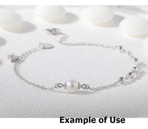 Pearl Chain Bracelet Setting 190mm 7.5 Inch Sterling Silver 925 For One Bead Blank Tray Base White Gold Fine No Prongs Jewelry Wholesale 1pc