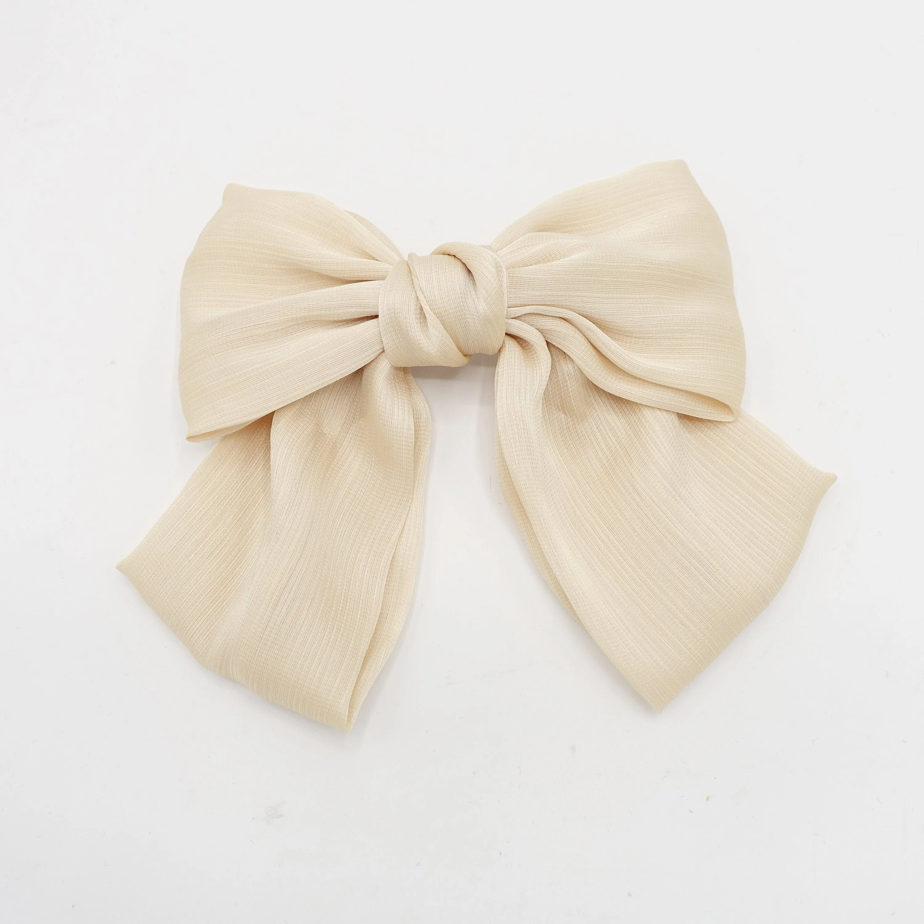 pearl glossy crinkled satin bow french hair barrette women hair accessory