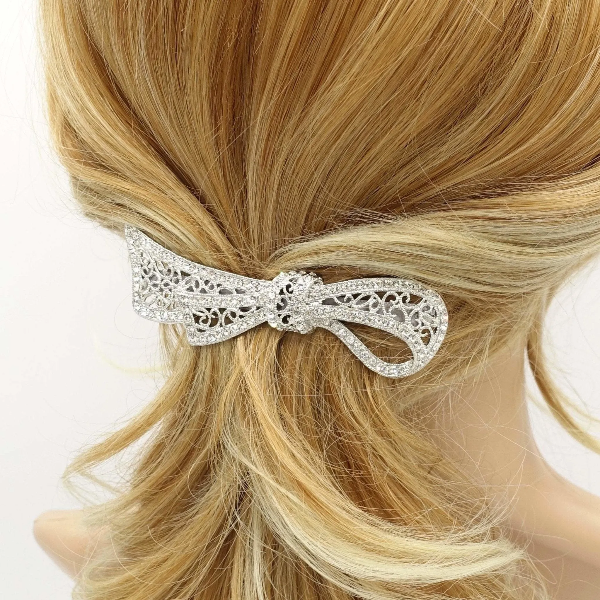 pearl rhinestone embellished butterfly bow hair barrette