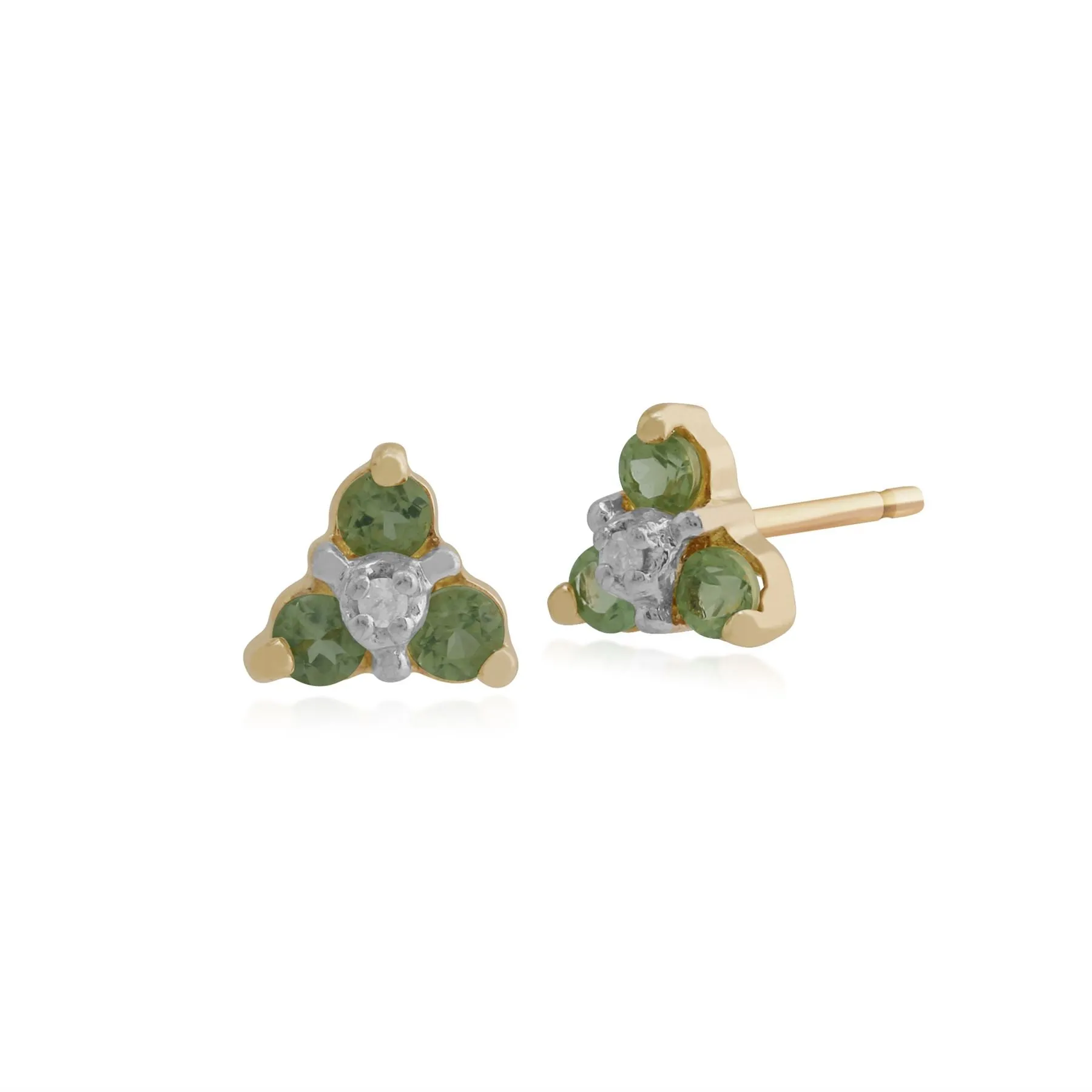 Peridot & Diamant Trauben Ohrstecker in 9ct Gelb Gold