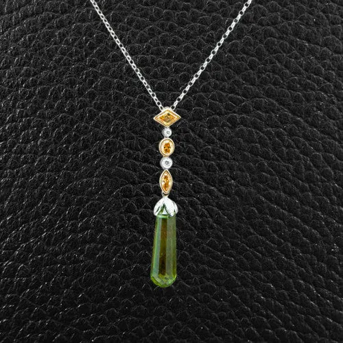 Peridot & Yellow Diamond Pendant