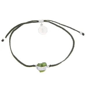 PERIDOT CRYSTAL BRACELET - OLIVE GREEN - SILVER