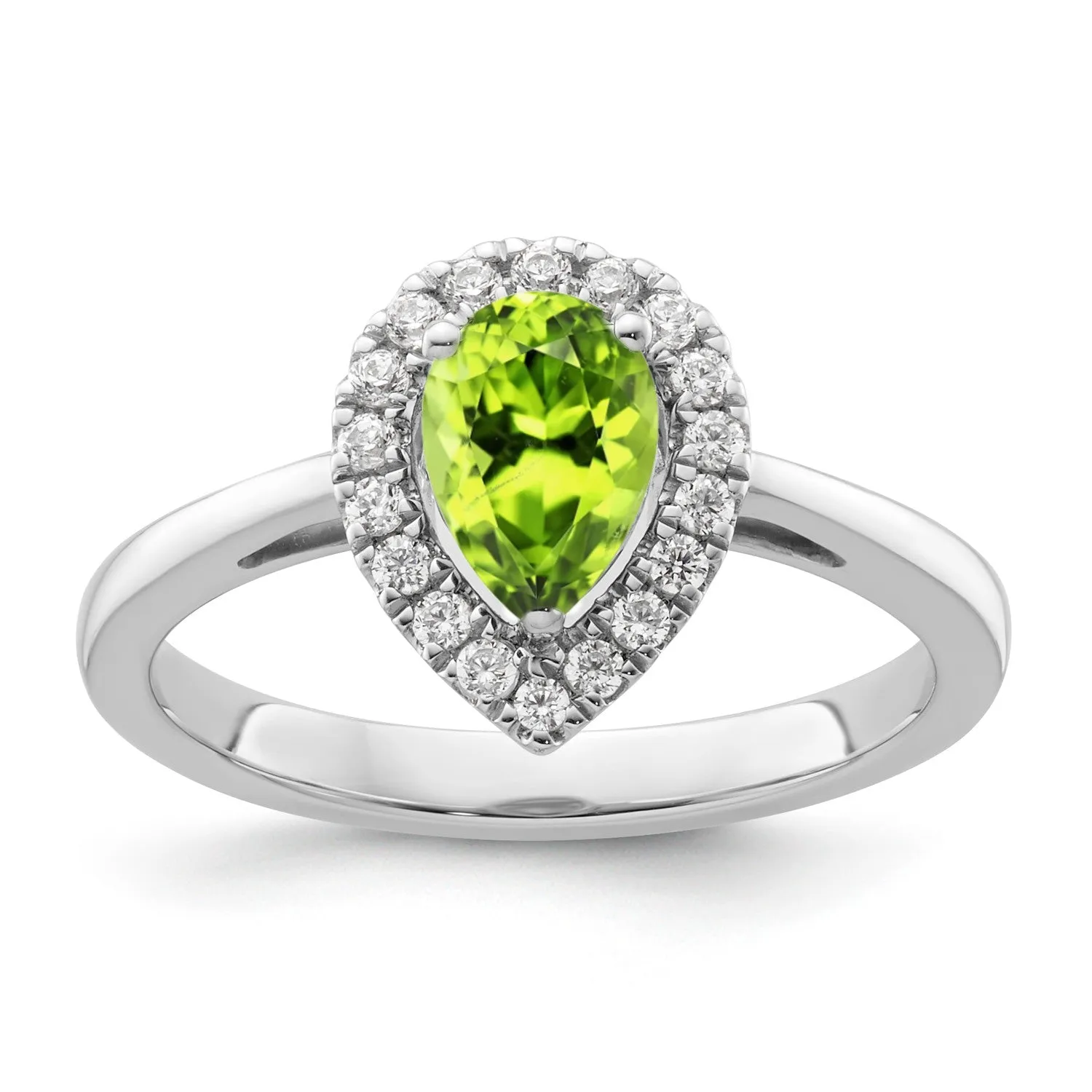 Peridot Diamond Halo Ring