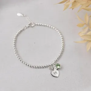 Personalised August Birthstone Bracelet - Peridot Crystal