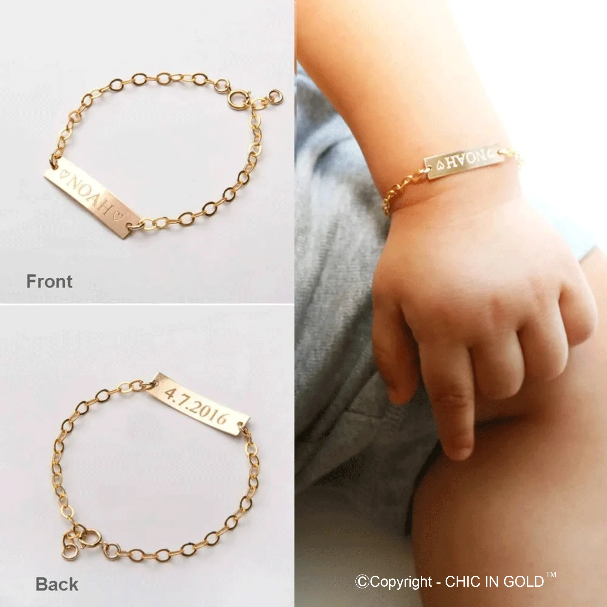 Personalized Baby Name Adjustable Bracelet - CG374B1X.25. Starts at