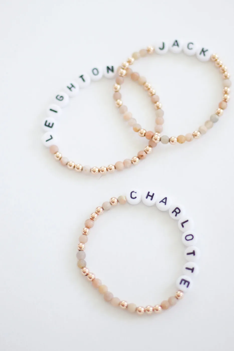 Personalized Moonstone x Gold Beaded Bracelet