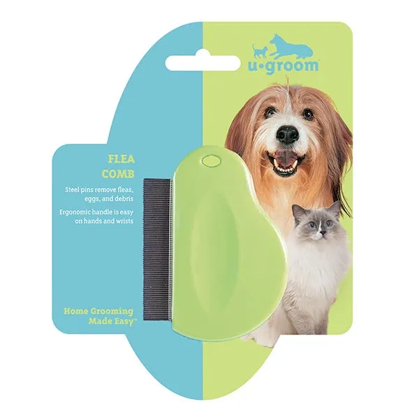 PetEdge U-Groom Flea Comb Contoured Grip