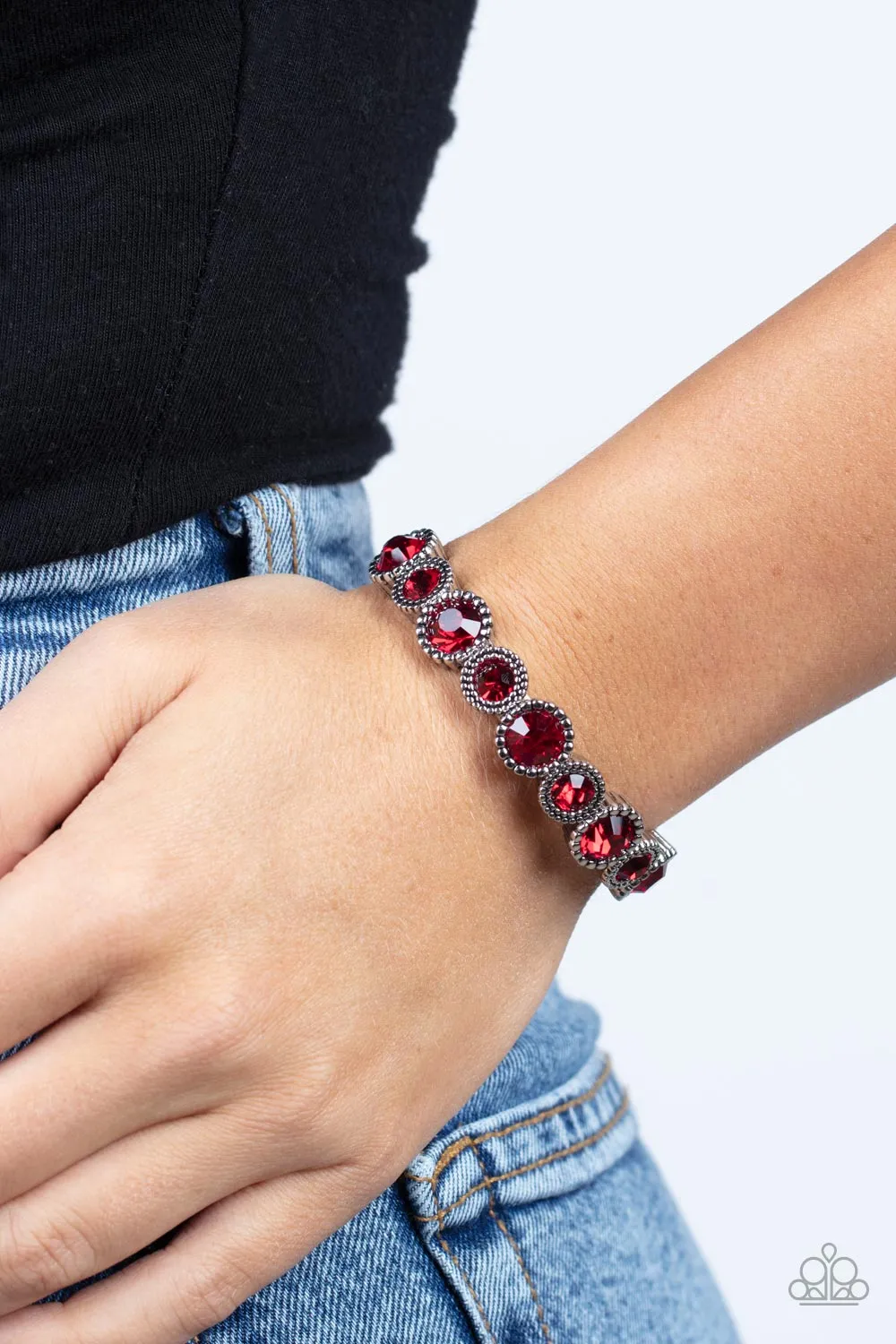 Phenomenally Perennial - Red Rhinestone Bracelet - Paparazzi Accessories