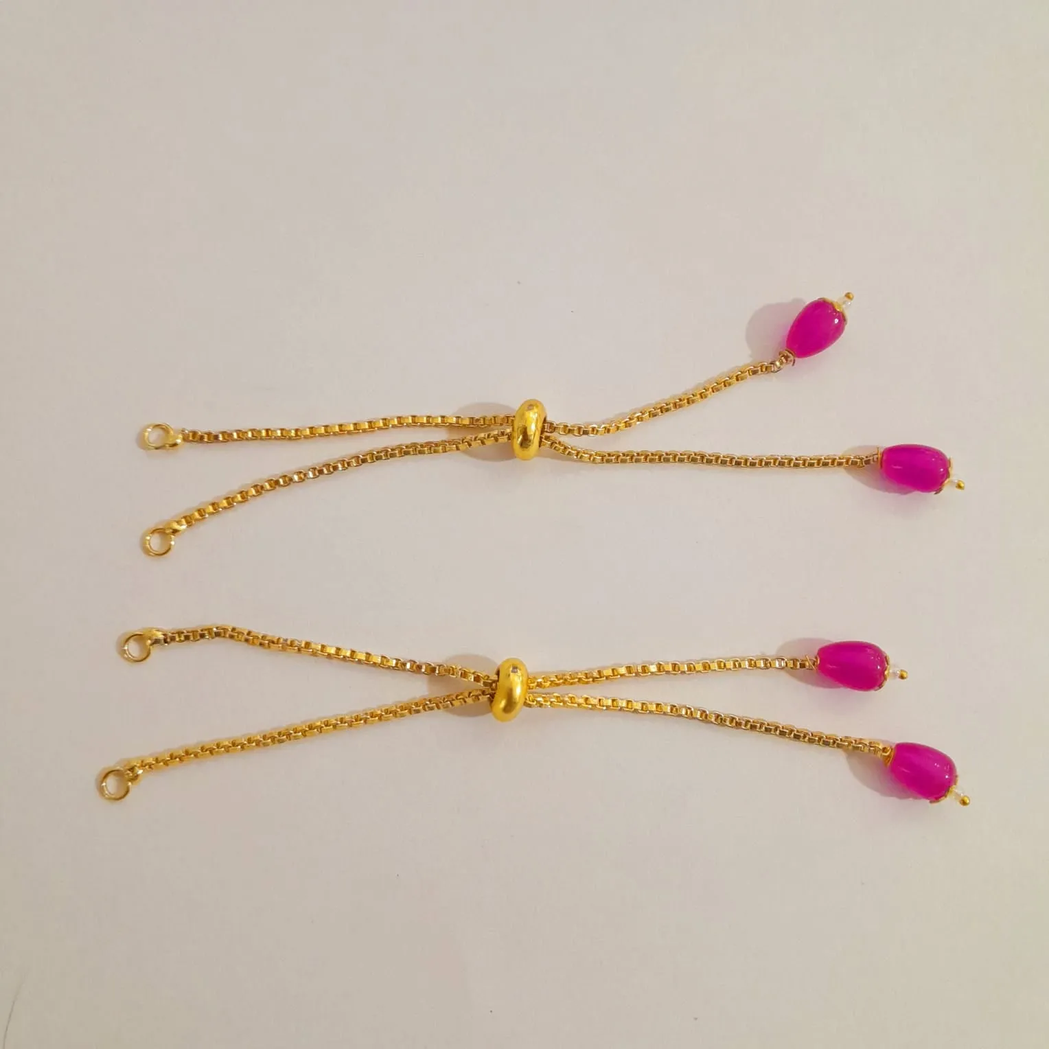 Pink Beaded bracelet back chain - Set Of 2