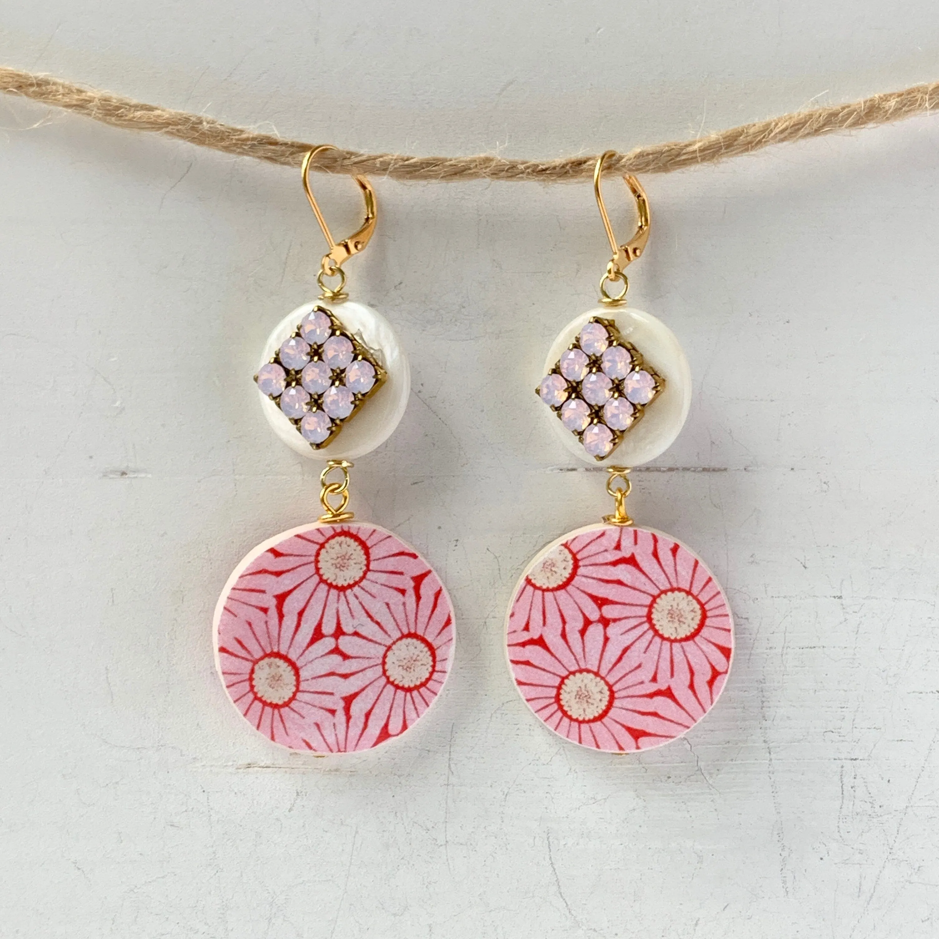 Pink Daisy Drop Earrings