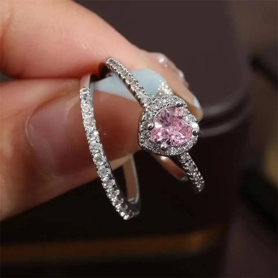 Pink Heart Engagement Rings