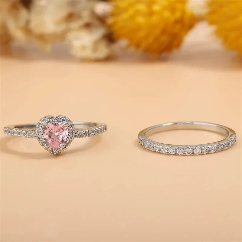 Pink Heart Engagement Rings