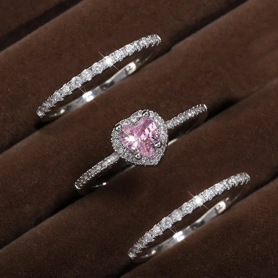 Pink Heart Engagement Rings