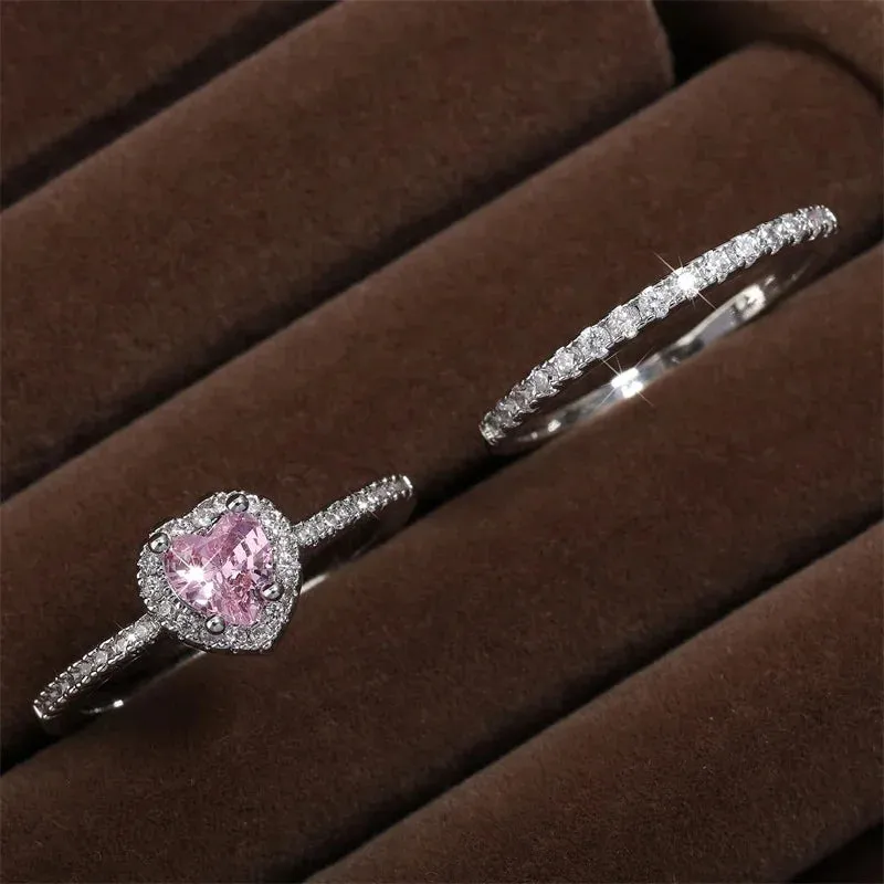 Pink Heart Engagement Rings