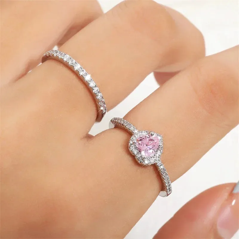 Pink Heart Engagement Rings