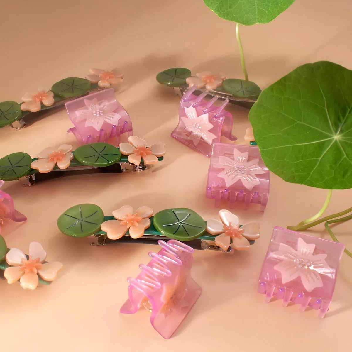 Pink Nasturtium French Barrette