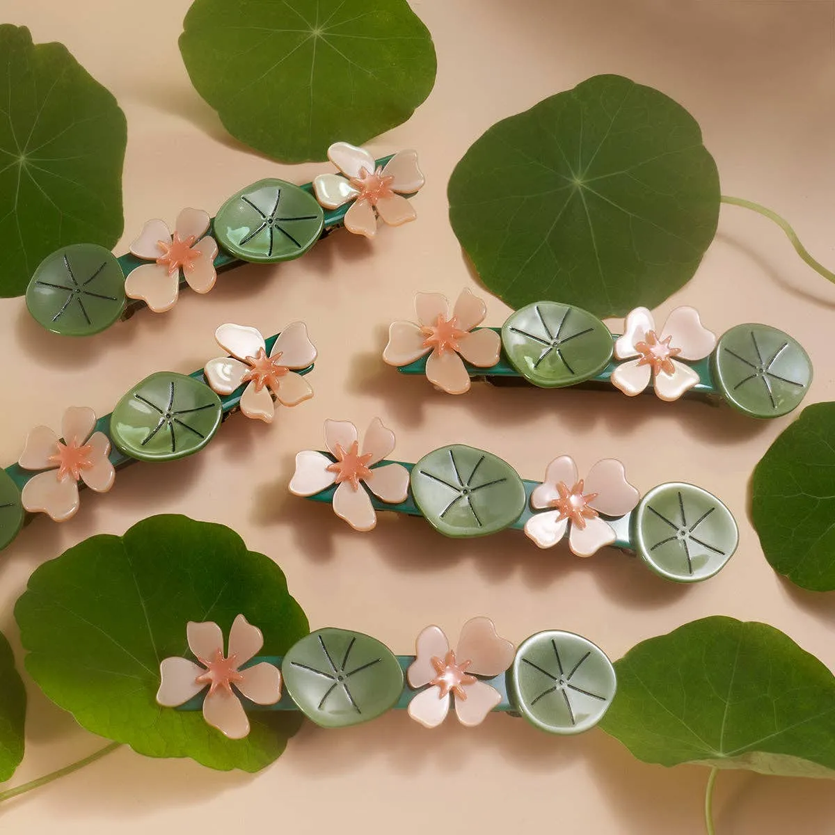 Pink Nasturtium French Barrette