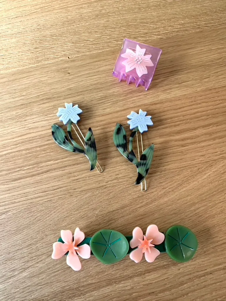 Pink Nasturtium French Barrette