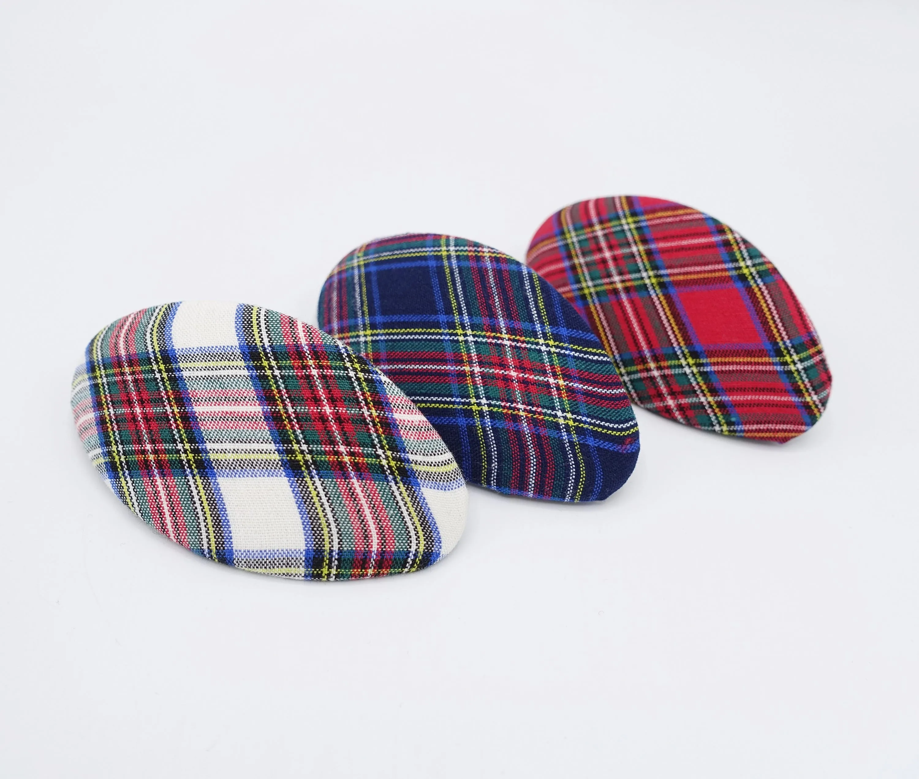 plaid hair barrette, oval hair barrette, daily hair barrette for women